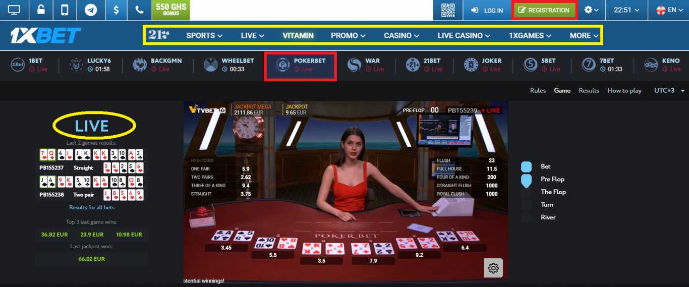 1xbet live casino